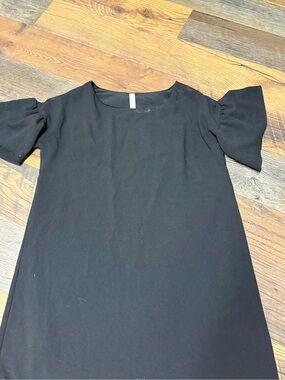 Women's Black Mini Dress with Puff Sleeves